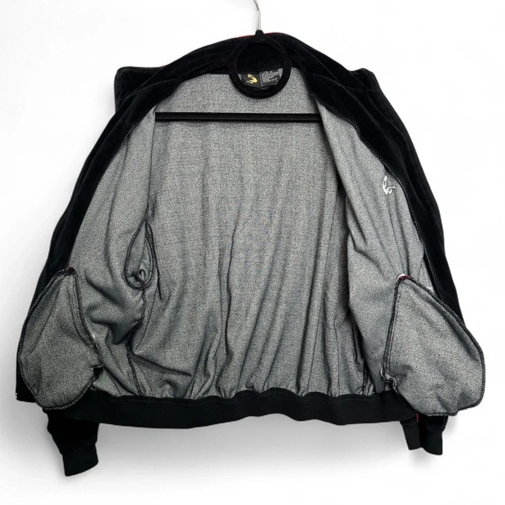 Y2K Shaq Black Red Velour Full-Zip Track Jacket M Baggy Athleisure‎ Nostalgic